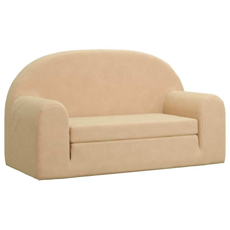 2-os. sofa dla dzieci, rozkładana, kremowa, miękki plusz