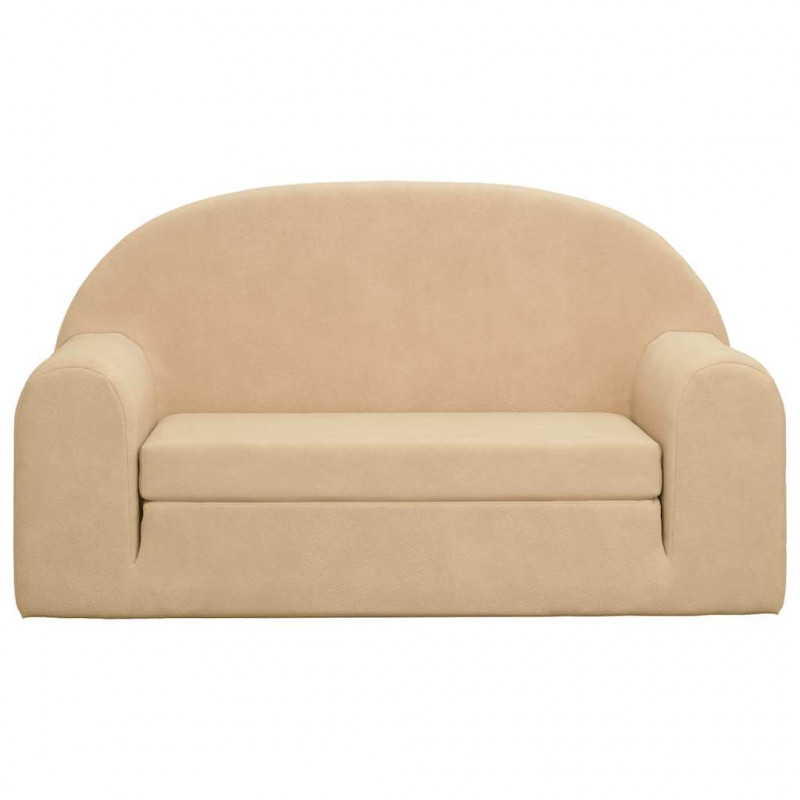 2-os. sofa dla dzieci, rozkładana, kremowa, miękki plusz