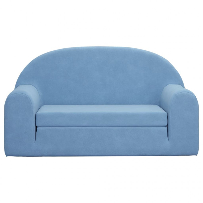 2-os. sofa dla dzieci, rozkładana, niebieska, miękki plusz