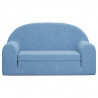 2-os. sofa dla dzieci, rozkładana, niebieska, miękki plusz