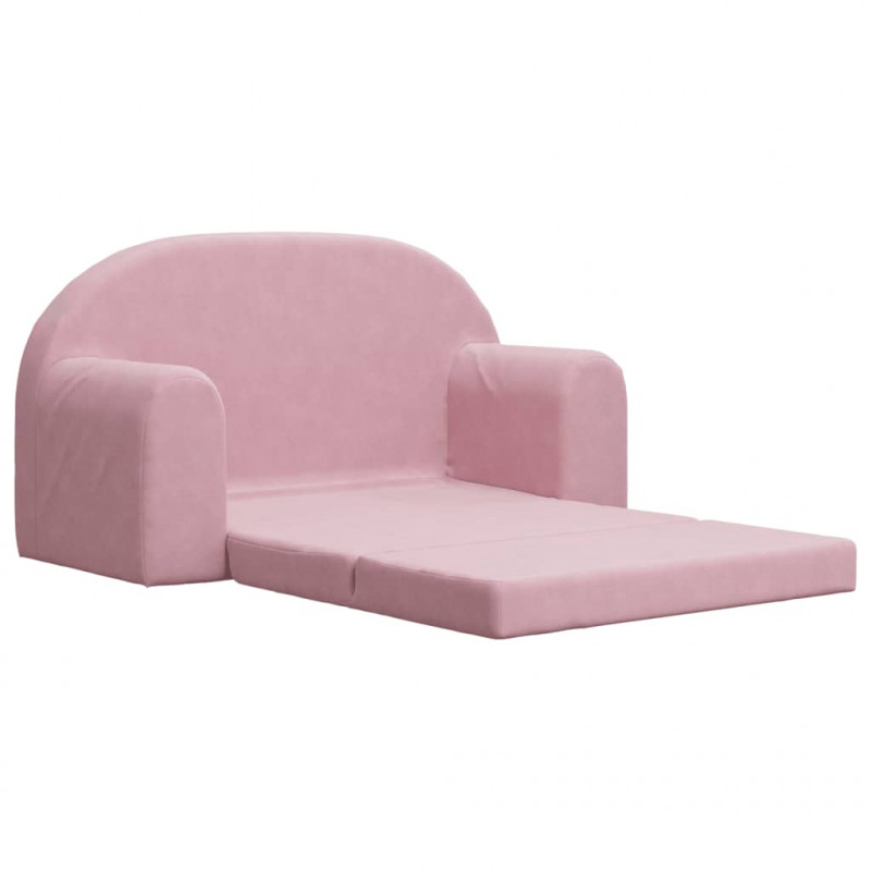 2-os. sofa dla dzieci, rozkładana, różowa, miękki plusz