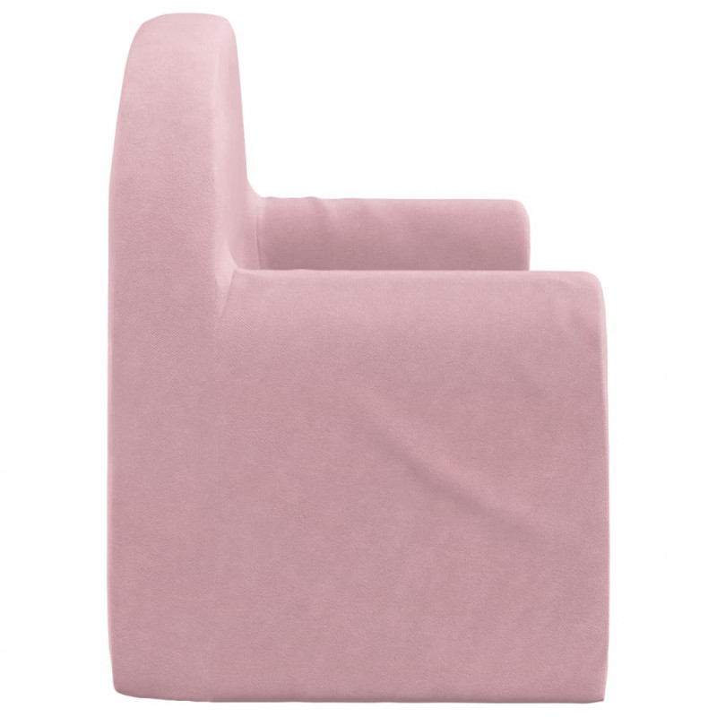 2-os. sofa dla dzieci, rozkładana, różowa, miękki plusz