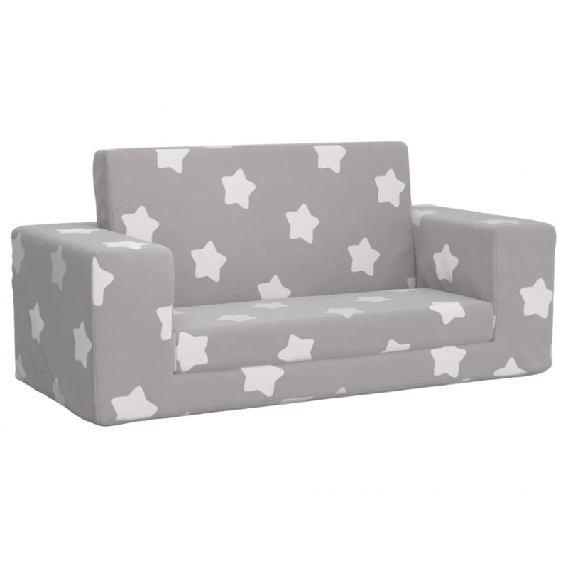 2-os. sofa dla dzieci, rozkładana, szara w gwiazdki, plusz