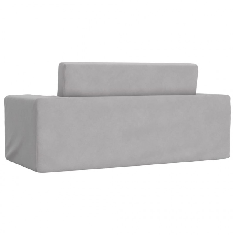 2-os. sofa dla dzieci, rozkładana, jasnoszara, miękki plusz