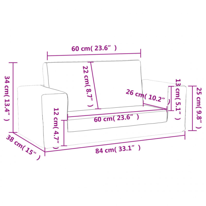 2-os. sofa dla dzieci, rozkładana, jasnoszara, miękki plusz