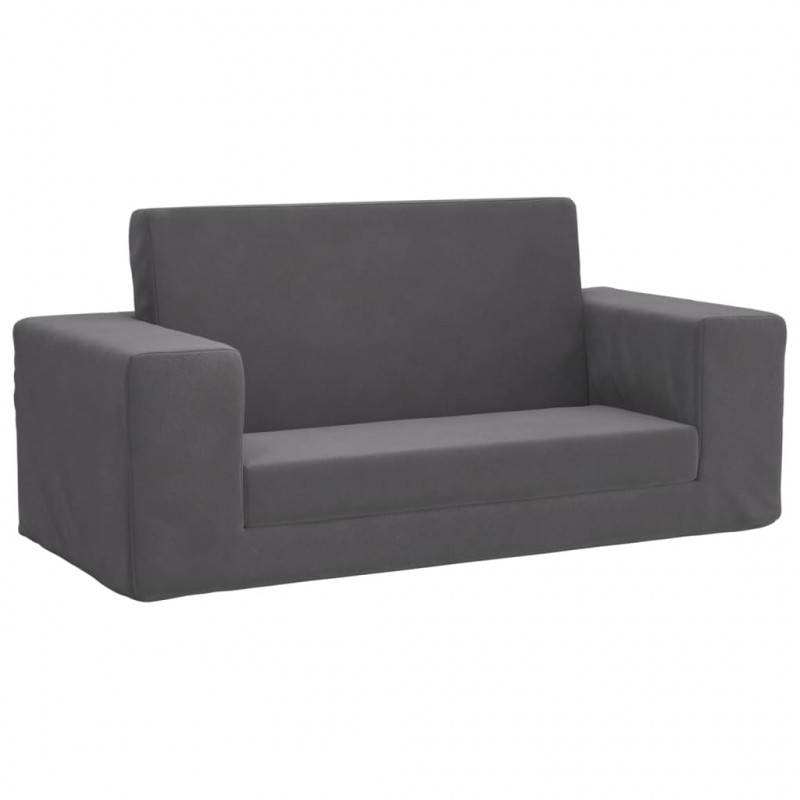 2-os. sofa dla dzieci, rozkładana, antracytowa, miękki plusz