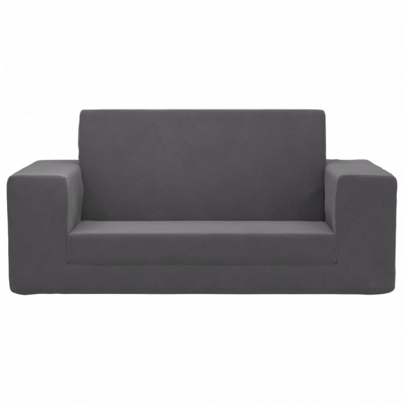 2-os. sofa dla dzieci, rozkładana, antracytowa, miękki plusz
