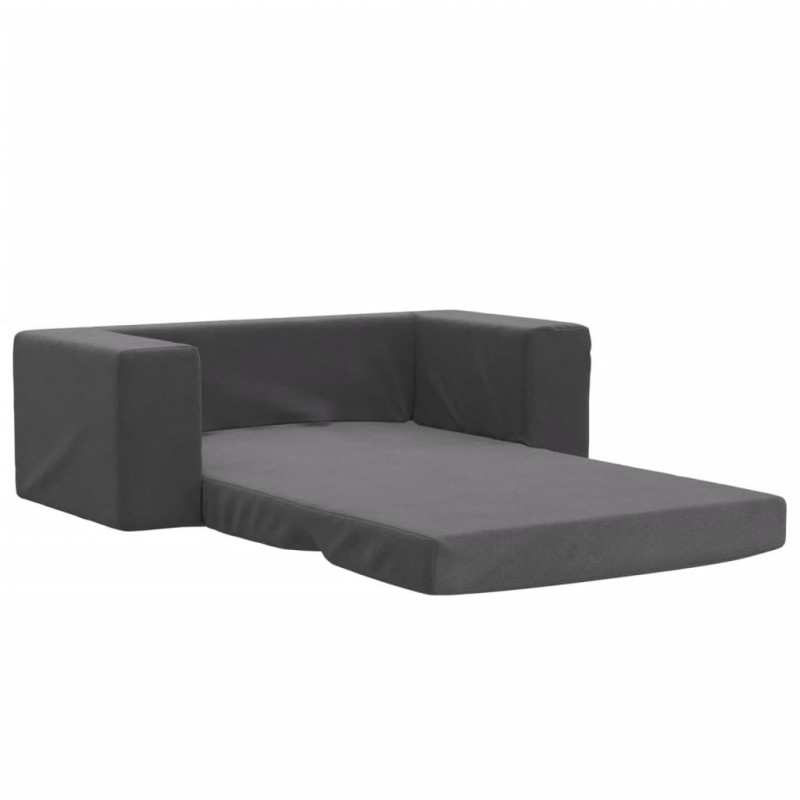 2-os. sofa dla dzieci, rozkładana, antracytowa, miękki plusz
