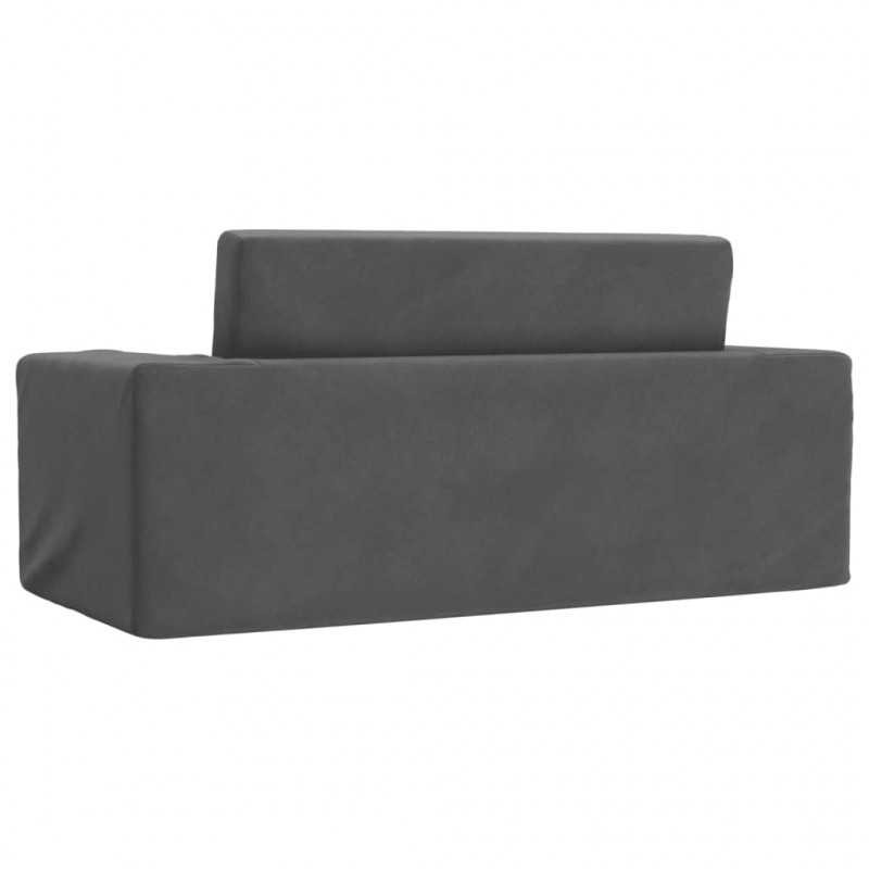2-os. sofa dla dzieci, rozkładana, antracytowa, miękki plusz