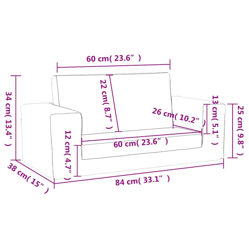 2-os. sofa dla dzieci, rozkładana, kremowa, miękki plusz