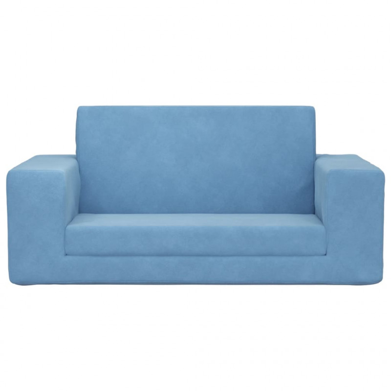 2-os. sofa dla dzieci, rozkładana, niebieska, miękki plusz