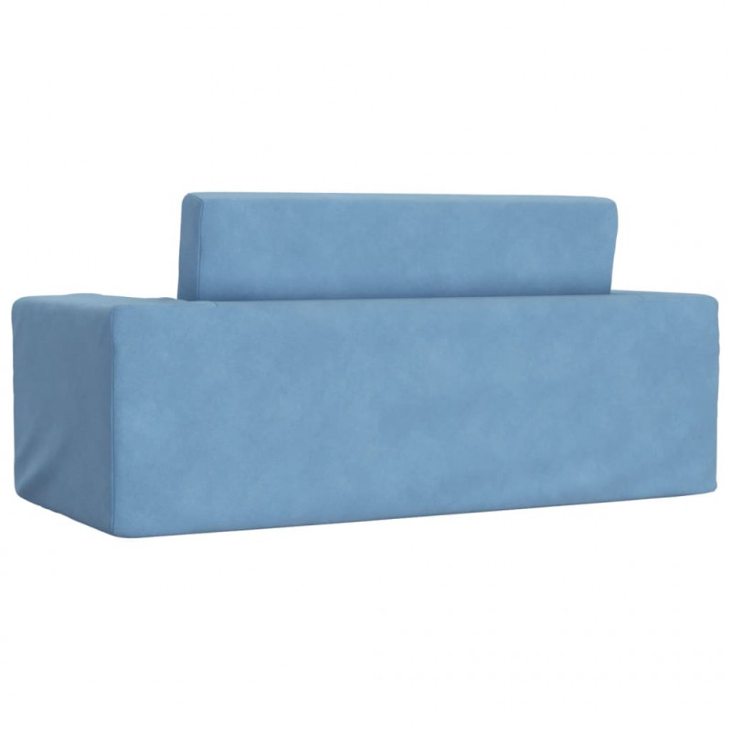 2-os. sofa dla dzieci, rozkładana, niebieska, miękki plusz