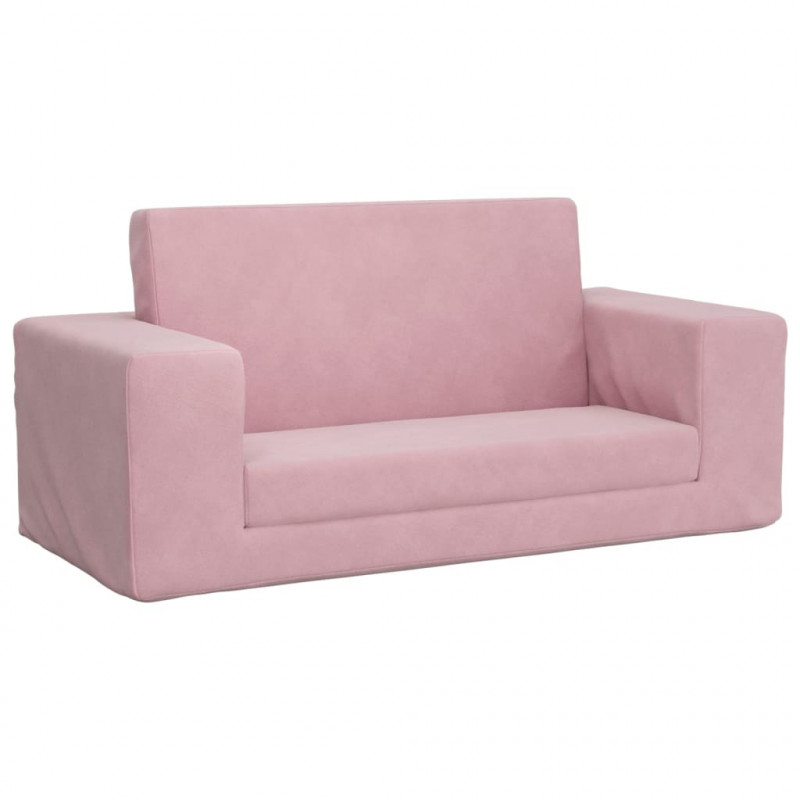 2-os. sofa dla dzieci, rozkładana, różowa, miękki plusz