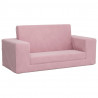 2-os. sofa dla dzieci, rozkładana, różowa, miękki plusz