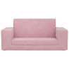 2-os. sofa dla dzieci, rozkładana, różowa, miękki plusz