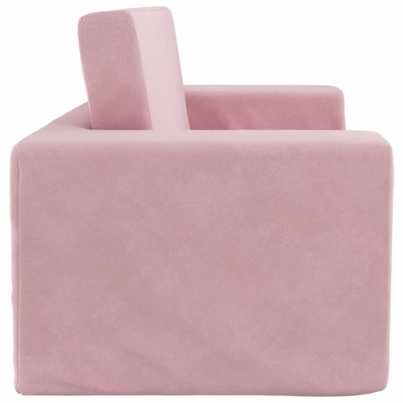 2-os. sofa dla dzieci, rozkładana, różowa, miękki plusz