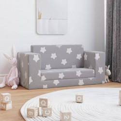 2-os. sofa dla dzieci, rozkładana, szara w gwiazdki, plusz