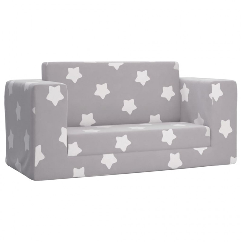 2-os. sofa dla dzieci, rozkładana, szara w gwiazdki, plusz