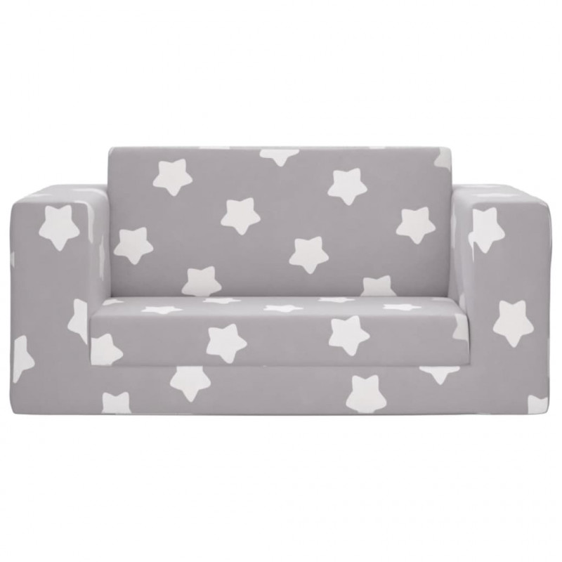 2-os. sofa dla dzieci, rozkładana, szara w gwiazdki, plusz