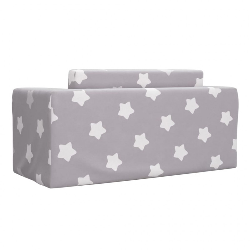 2-os. sofa dla dzieci, rozkładana, szara w gwiazdki, plusz