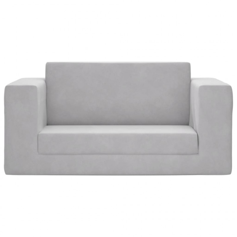 2-os. sofa dla dzieci, rozkładana, jasnoszara, miękki plusz