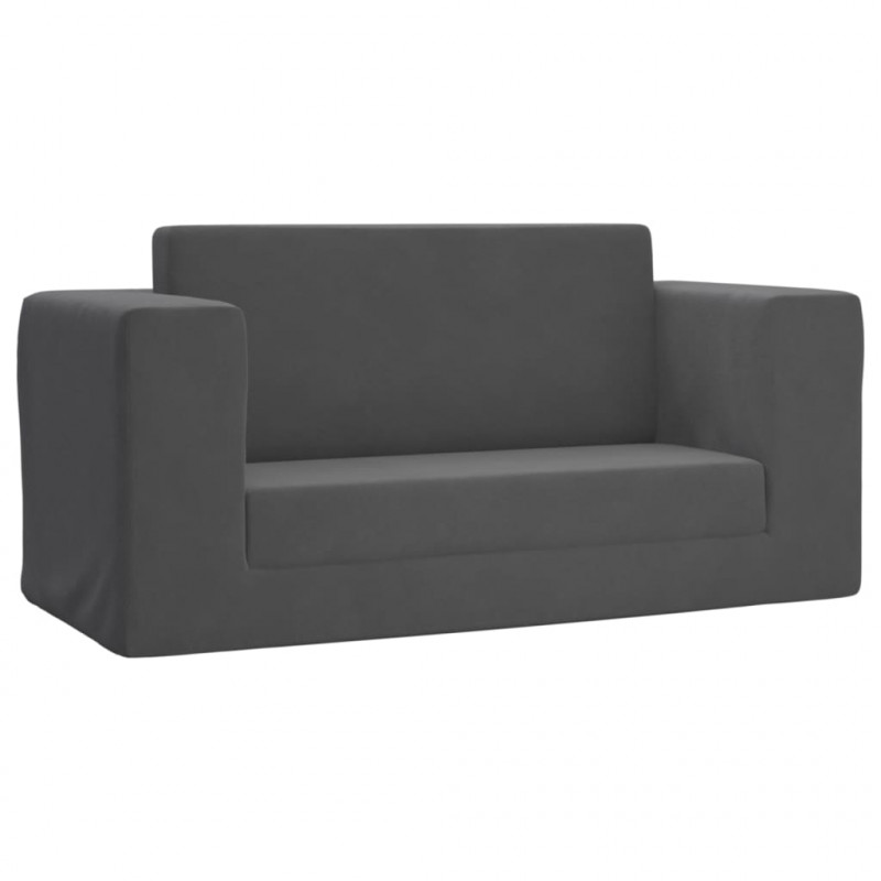2-os. sofa dla dzieci, rozkładana, antracytowa, miękki plusz