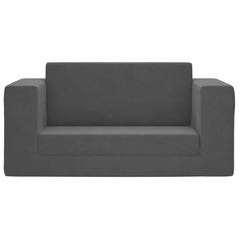 2-os. sofa dla dzieci, rozkładana, antracytowa, miękki plusz