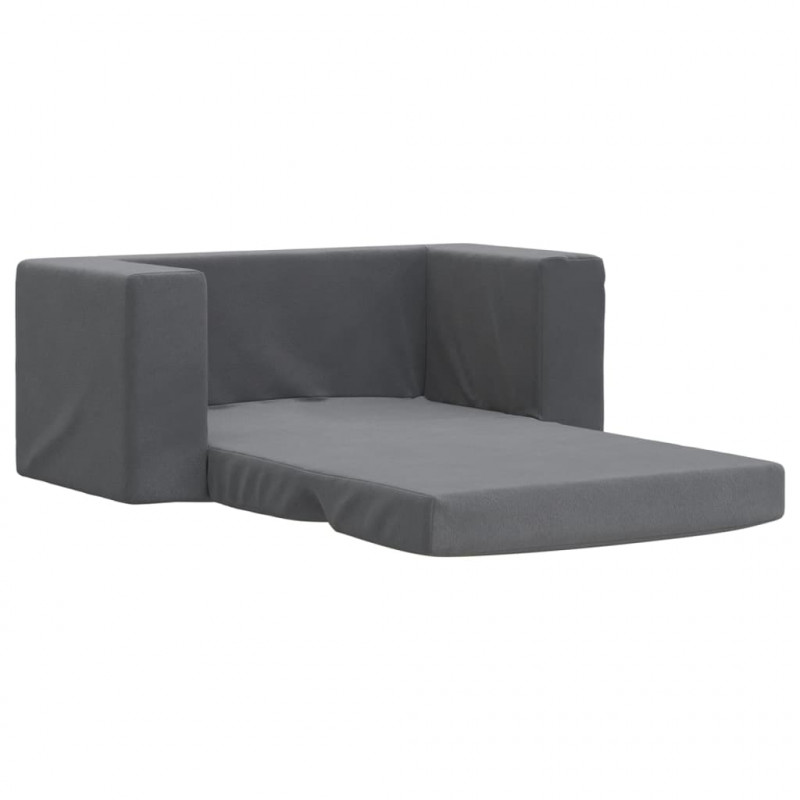 2-os. sofa dla dzieci, rozkładana, antracytowa, miękki plusz
