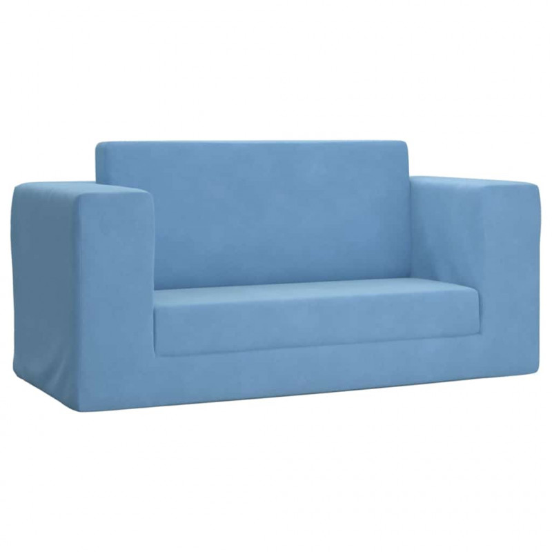 2-os. sofa dla dzieci, rozkładana, niebieska, miękki plusz