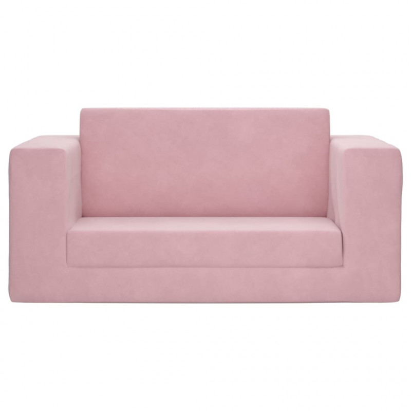 2-os. sofa dla dzieci, rozkładana, różowa, miękki plusz
