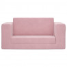 2-os. sofa dla dzieci, rozkładana, różowa, miękki plusz