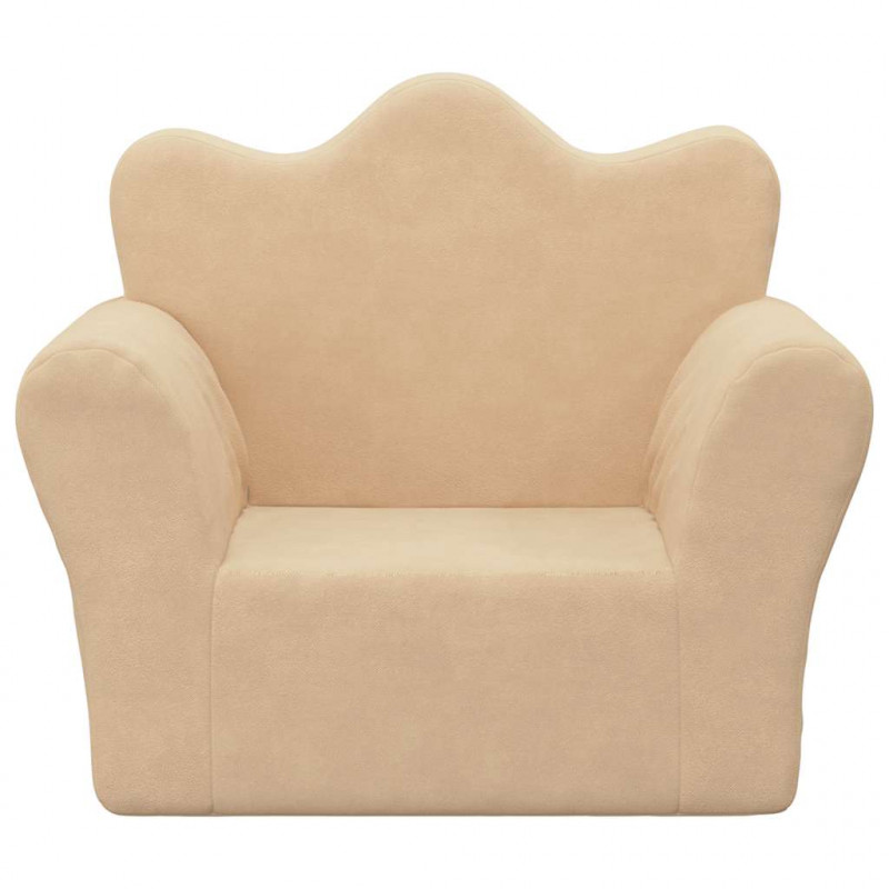 Sofa dziecięca, kremowa, miękki plusz