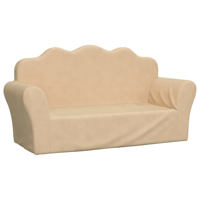 Sofa dla dzieci, 2-os. , kremowa, miękki plusz