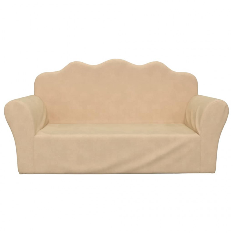 Sofa dla dzieci, 2-os. , kremowa, miękki plusz