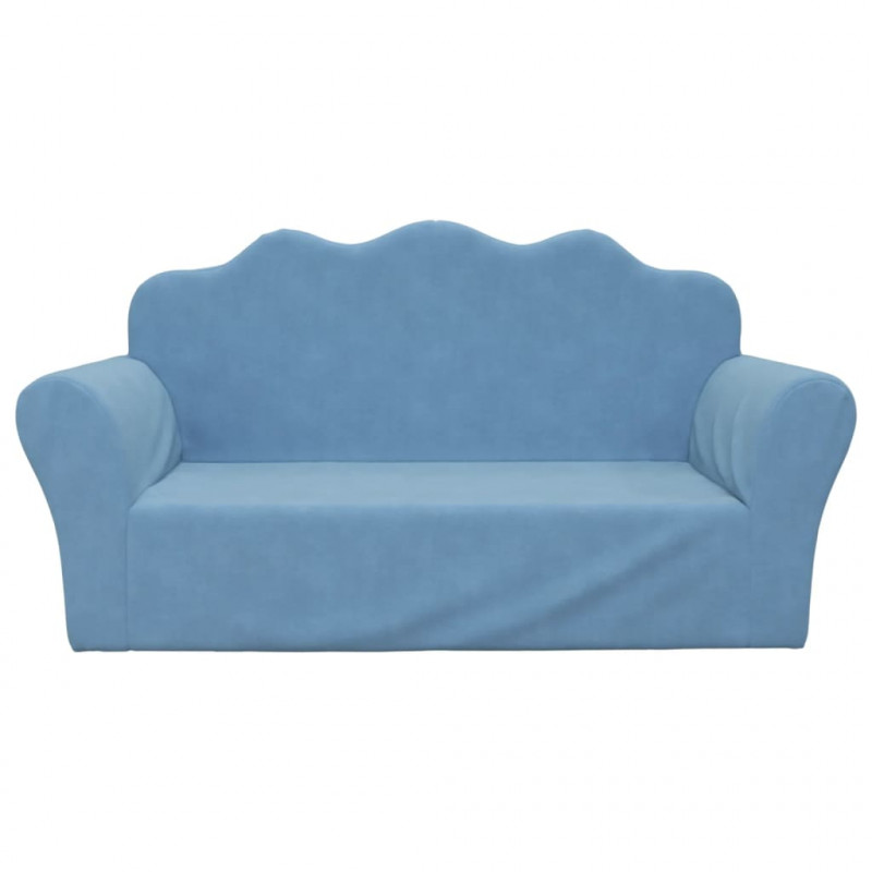 2-os. sofa dla dzieci, niebieska, miękki plusz