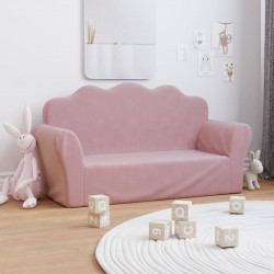 Sofa dziecięca 2-osobowa, różowa, miękka, pluszowa