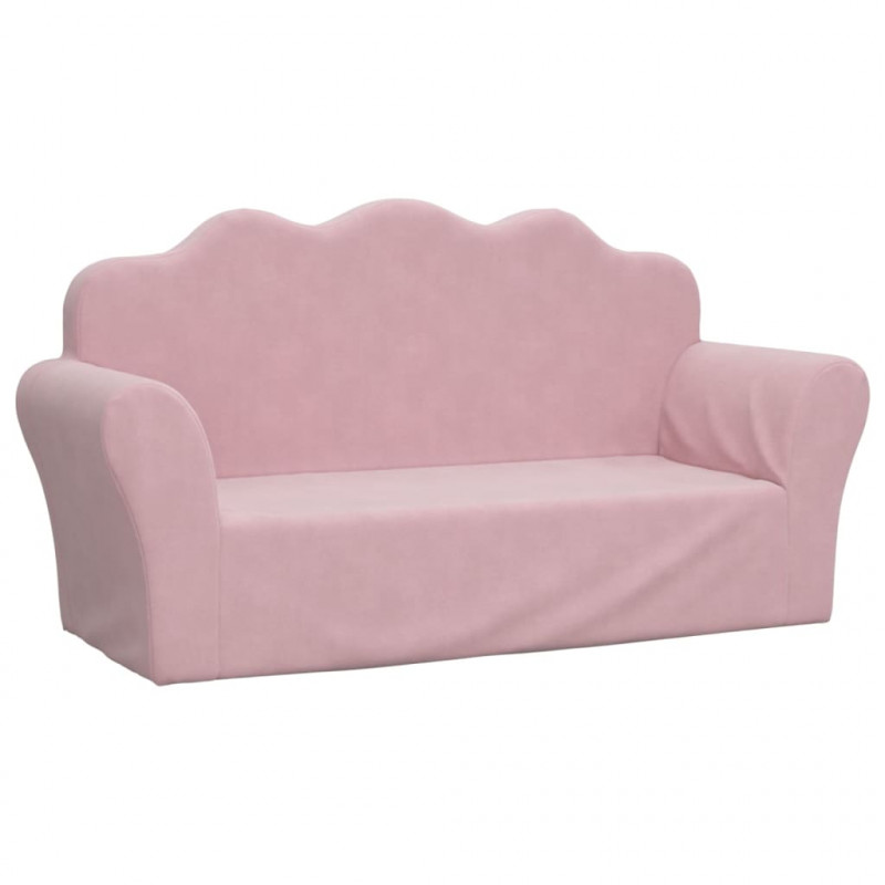 Sofa dziecięca 2-osobowa, różowa, miękka, pluszowa