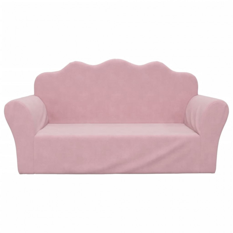 Sofa dziecięca 2-osobowa, różowa, miękka, pluszowa