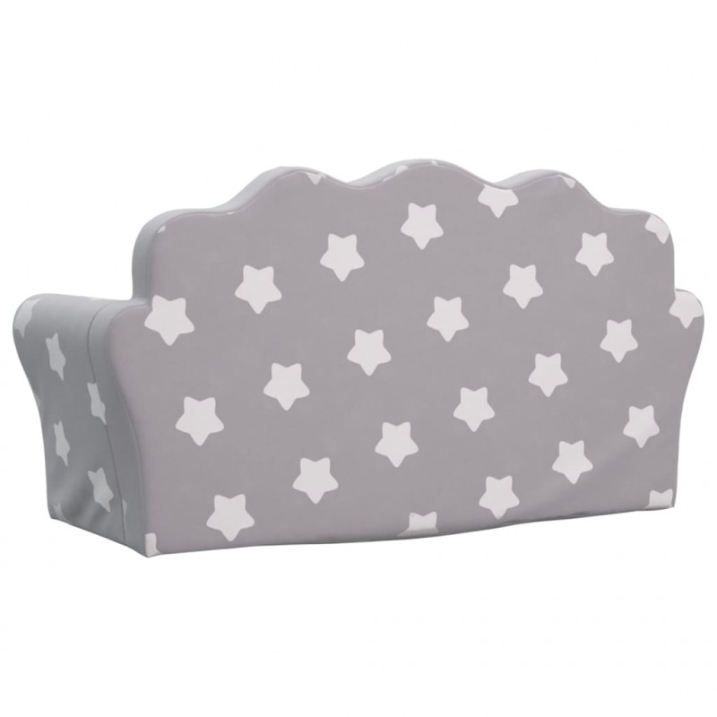 2-os. sofa dla dzieci, rozkładana, szara w gwiazdki, plusz