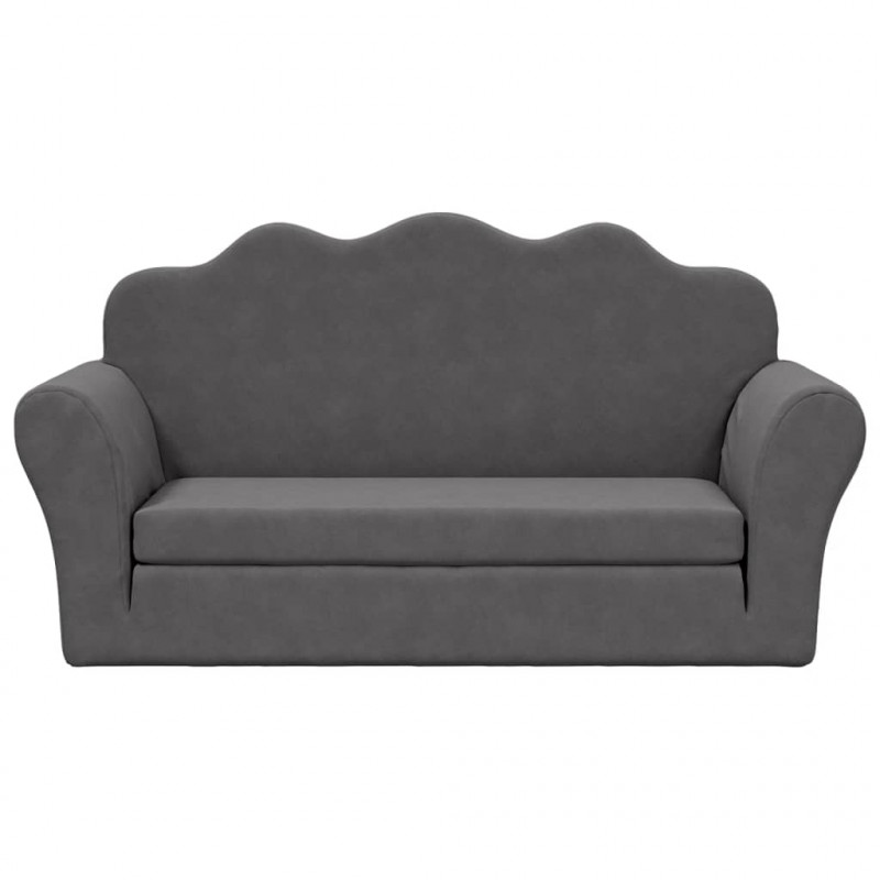 2-os. sofa dla dzieci, rozkładana, antracytowa, miękki plusz