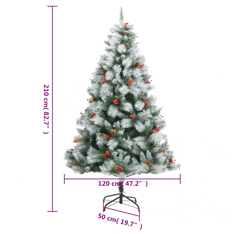 Sztuczna choinka na zawiasach, z szyszkami i jagodami, 210 cm
