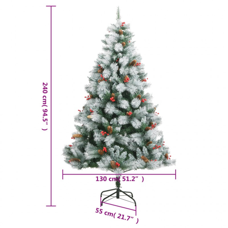 Sztuczna choinka na zawiasach, z szyszkami i jagodami, 240 cm