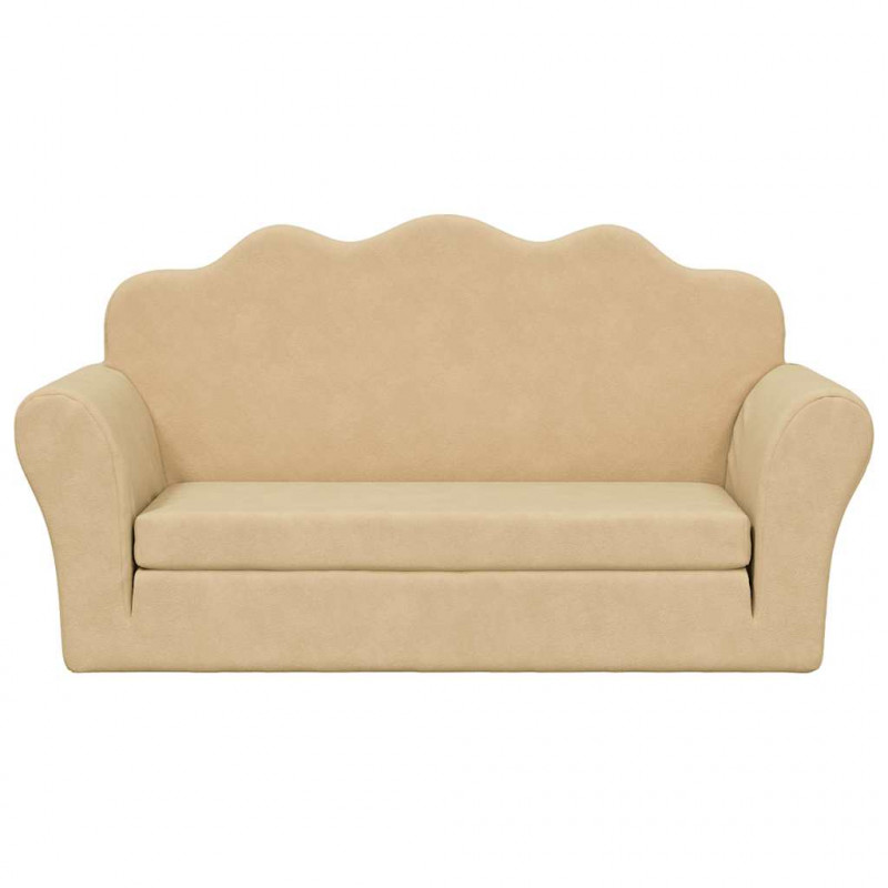 2-os. sofa dla dzieci, rozkładana, kremowa, miękki plusz