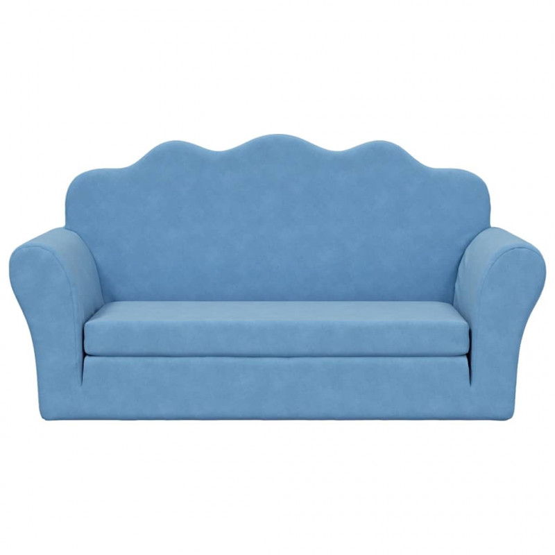 2-os. sofa dla dzieci, rozkładana, niebieska, miękki plusz