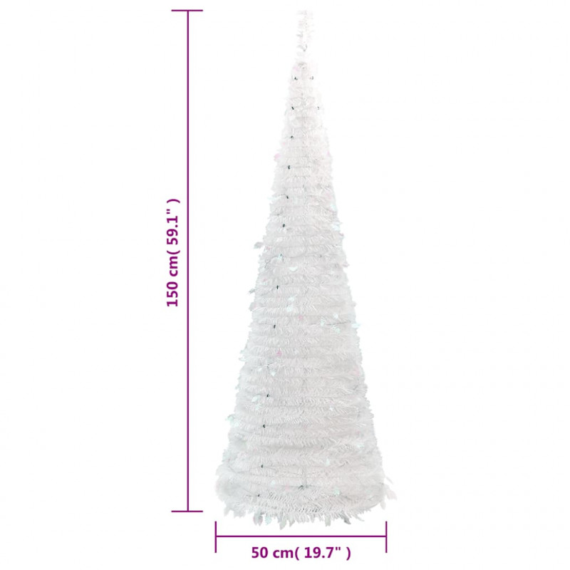 Sztuczna choinka typu pop-up, 100 LED, biała, 150 cm