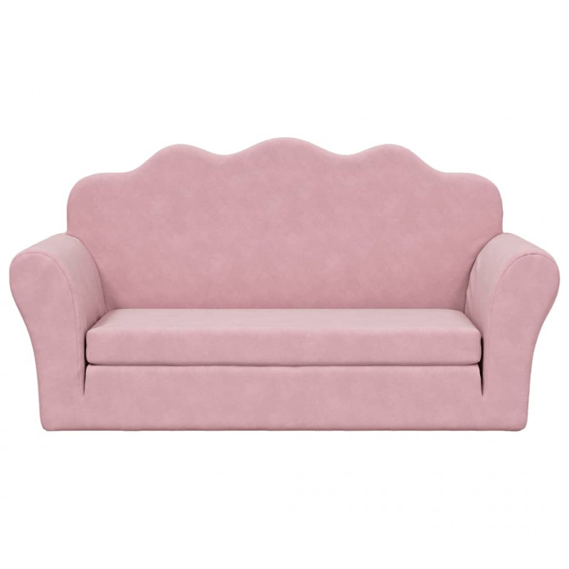 2-os. sofa dla dzieci, rozkładana, różowa, miękki plusz