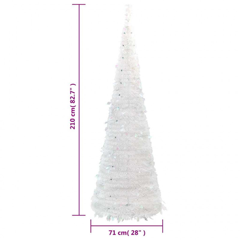 Sztuczna choinka typu pop-up, 200 LED, biała, 210 cm