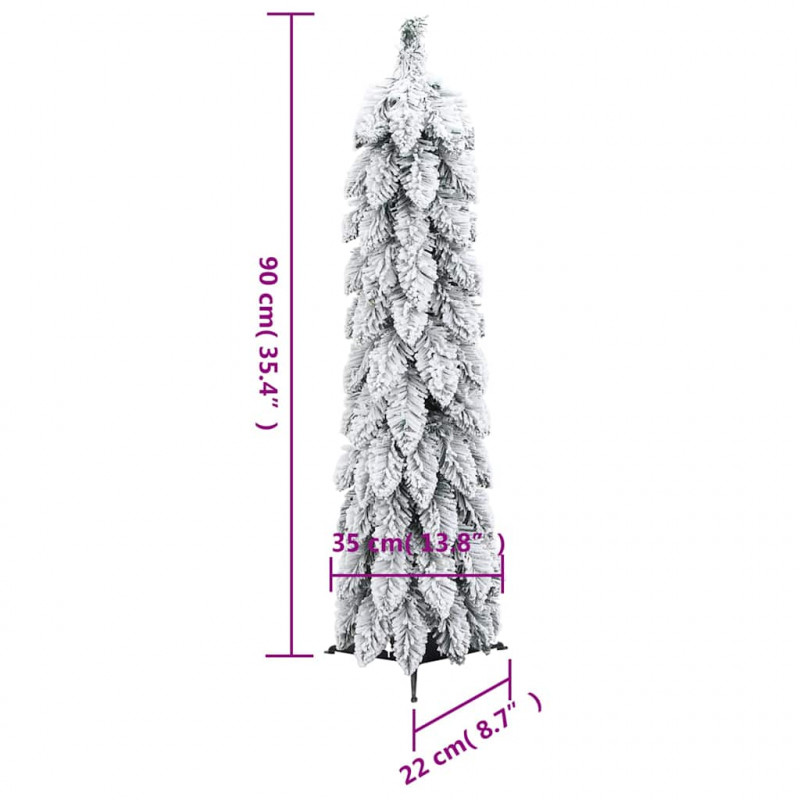 Sztuczna choinka z 45 lampkami LED, ośnieżona, 90 cm