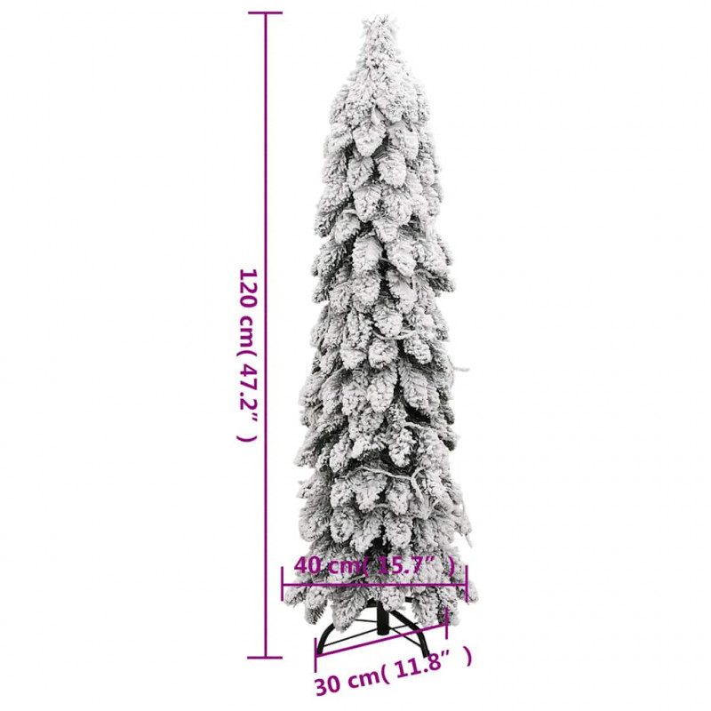 Sztuczna choinka z 60 lampkami LED, ośnieżona, 120 cm