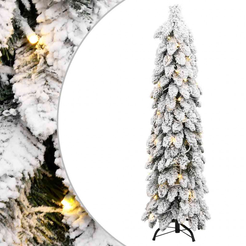 Sztuczna choinka z 80 lampkami LED, ośnieżona, 150 cm